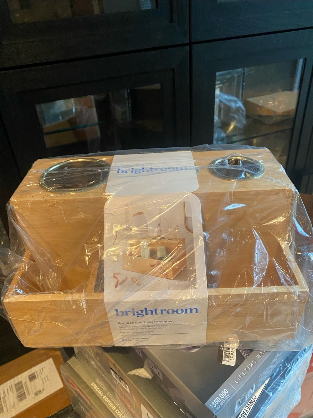 NWT Brightroom Bamboo Bathroom Counter Organizer with Cup Holders - Natural Wood